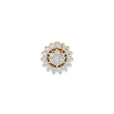 18K Solid Gold Flower Diamond Nose Pin-0