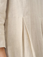 100% Linen Bateau Neck Pleated Maxi Dress ABIGAIL