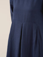 100% Linen Bateau Neck Pleated Maxi Dress ABIGAIL