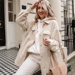 Women vintage oversize plaid long shirts