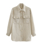 Women vintage oversize plaid long shirts