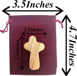 Set of 100 Bethlehem Olive Wood Crosses 2.5" (6Cm) – Comfort Gift, Wood Cross Fidget, Memory Forever Cross, RCIA Gifts Catholic Women – with Bags CRS123