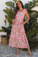 Floral Lace Tied-Strap Empire Waist Maxi Dress