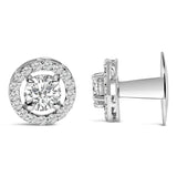 Men's 14K White Gold 1 3/4 Cttw Lab Grown Diamond Halo Cufflink-2