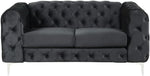 3 Piece Velvet Living Room Set Black Loveseat And Chairs