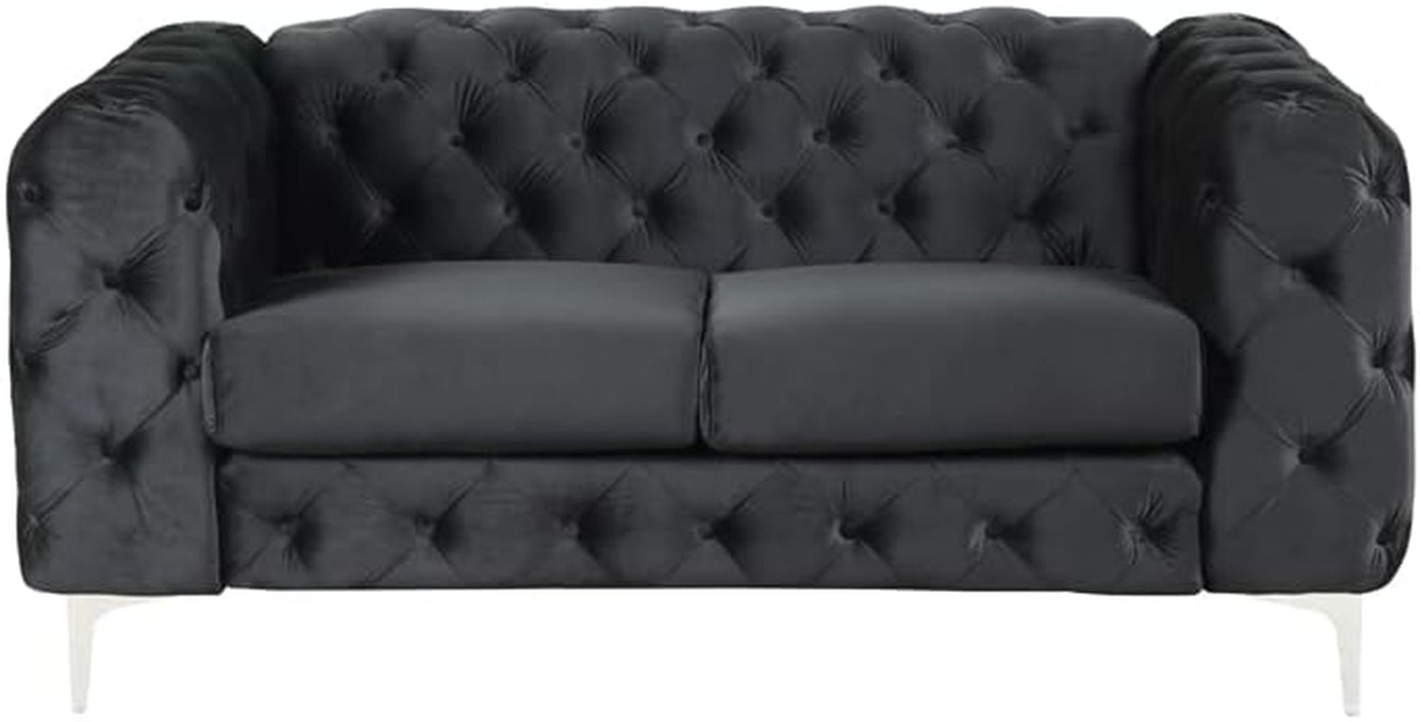 3 Piece Velvet Living Room Set Black Loveseat And Chairs