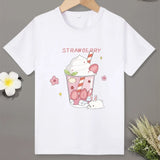 Children T-shirt Clothes Casual Soft T-shirt Cute Cat Cartoon Pattern