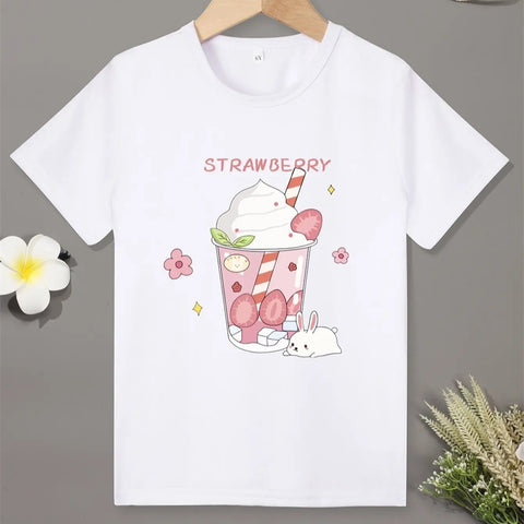 Children T-shirt Clothes Casual Soft T-shirt Cute Cat Cartoon Pattern