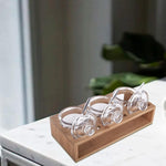 Set of 3 Glass Sugar Bowl with Lid and Sugar Serving Spoon, Wooden Tray with Hanging Lids, Salt and Spice Holder