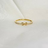 Infinity Style 14K Solid Gold Pave Diamond Fashion Ring Band