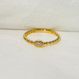 Marquis Cut Twisted Band 14K Solid Gold Everyday Fashion Diamond Ring-2