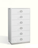 32" White Manufactured Wood + Solid Wood Stainless Steel Six Drawer Chest