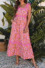 Floral Lace Tied-Strap Empire Waist Maxi Dress