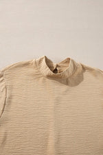 Solid Swiss Dot Balloon Sleeve Blouse
