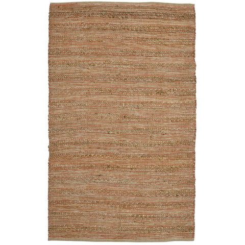 2' X 3' Brown And Brick Red Jute Striped Flatweave Handmade Area Rug