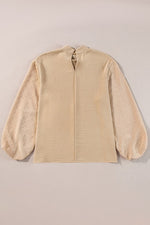 Solid Swiss Dot Balloon Sleeve Blouse