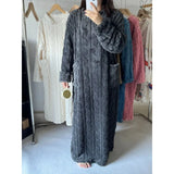 Thickened Warm plus Size Ladies Pyjamas Flannel Winter Striped Coral Velvet Long-Sleeved Nightwear Bathrobe One Piece Pajamas