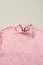 Solid Swiss Dot Balloon Sleeve Blouse