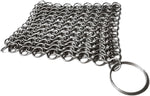 Cast Iron Scrubber 316 Stainless Steel Skillet Cleaner 3.9"X3.9" Chainmail Scrubber Chain Mail Scrub with Hanging Ring for Cast Iron Pre-Seasoned Pans, BBQ Grills Cookware Utensils Cleaning