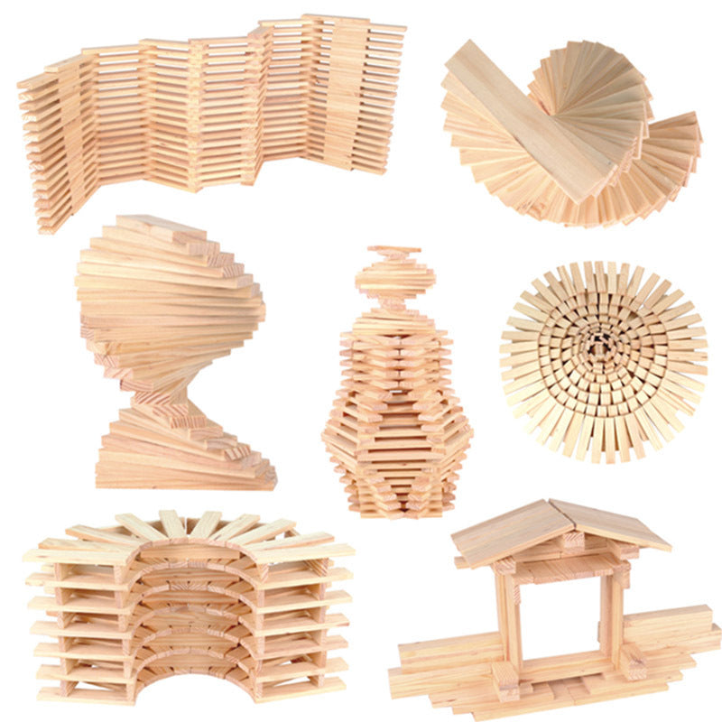 Log Construction Wooden Puzzle Assembling Building Block Toy