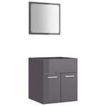 NNEVL 2 Piece Bathroom Furniture Set High Gloss Grey Chipboard