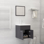 NNEVL 2 Piece Bathroom Furniture Set High Gloss Grey Chipboard