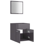 NNEVL 2 Piece Bathroom Furniture Set High Gloss Grey Chipboard