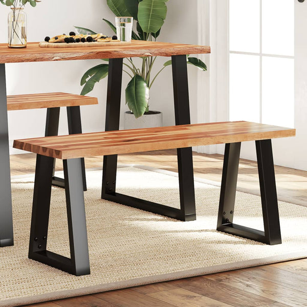 vidaXL Bench with Live Edge Dining Bench Living Room Seating Solid Wood Acacia-5