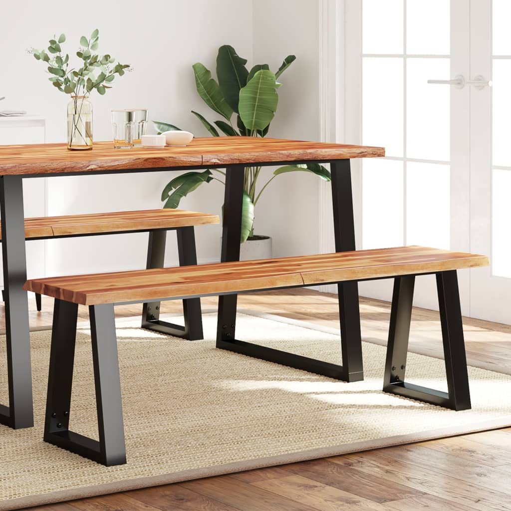 NNEVL Bench with Live Edge 140 cm Solid Wood Acacia