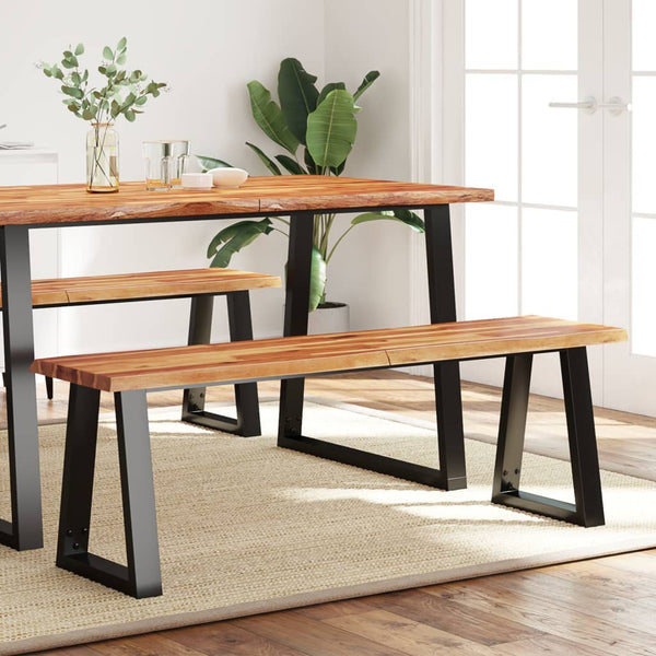 NNEVL Bench with Live Edge 140 cm Solid Wood Acacia