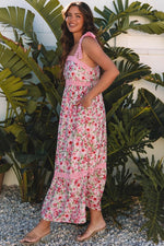Floral Lace Tied-Strap Empire Waist Maxi Dress