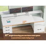 Modern Home Office Desk With 5 Drawers And LED Lights