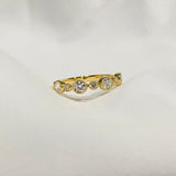 Antic Bezel 14K Solid Gold Diamond Wedding Ring Band