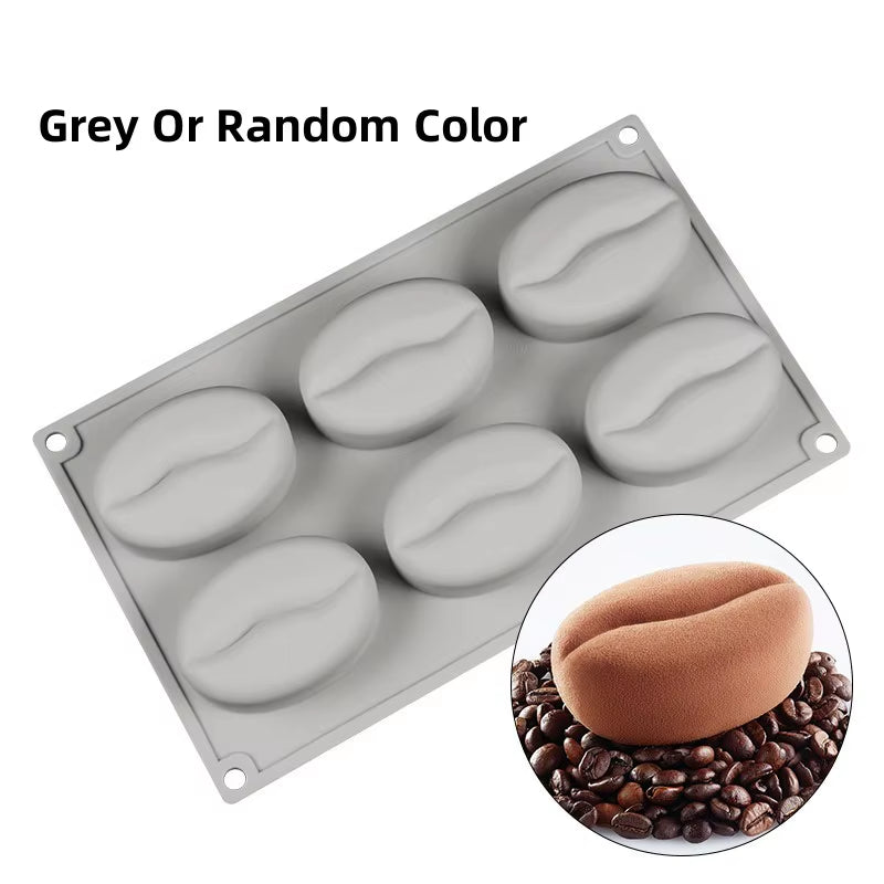 DIY Coffee Bean 6 Forms Mousse Cake Mold Silicone Pastry Molds for Baking French Dessert Cake Decorating Tools