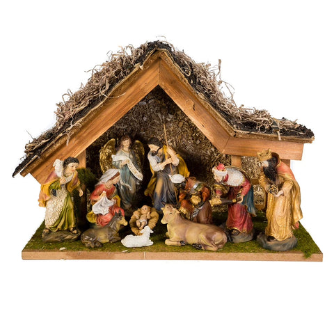 12-Inch Nativity Set with Stable and 10 Figures