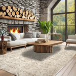 9x12 Olive & Beige Color Hand Knotted Tibetan Ikat Wool & Bamboo Silk Oriental Area Rug-0