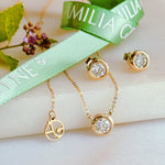 Bezel Set Round Diamond Necklace 0.5 Carats - 14k Solid Gold-2