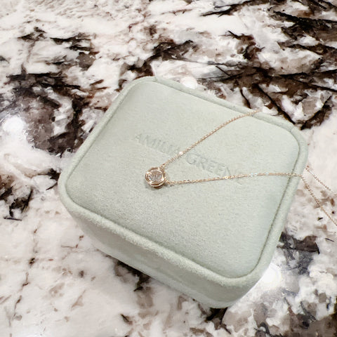 Bezel Set Round Diamond Necklace 0.5 Carats - 14k Solid Gold