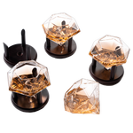 Set of 4 Diamond Whiskey & Wine Glasses With Wood Stands 10oz - Wine, Whiskey, Water, Diamond Shaped, Diamonds Collection Sparkle Patented Wine Savant - Stands Alone, Or on Stand