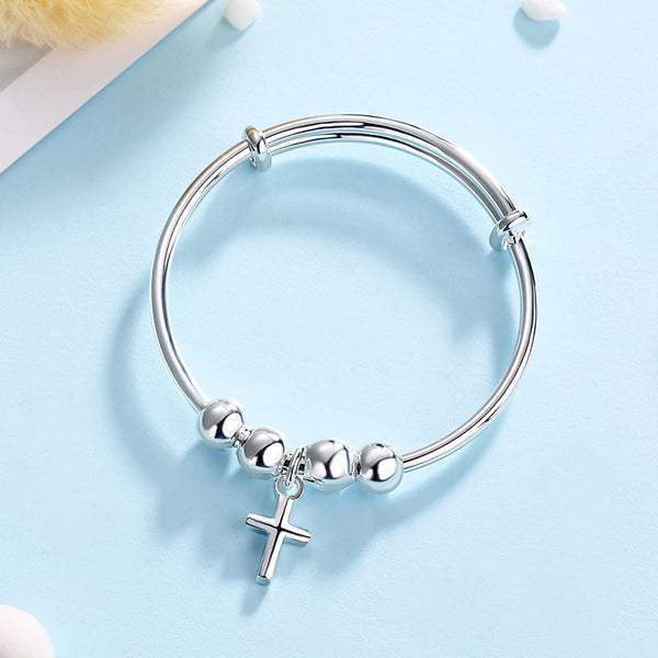 Newborn Baby 925 Sterling Silver Cross Baby Bangle XFB8150