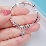 Newborn Baby 925 Sterling Silver Cross Baby Bangle XFB8150