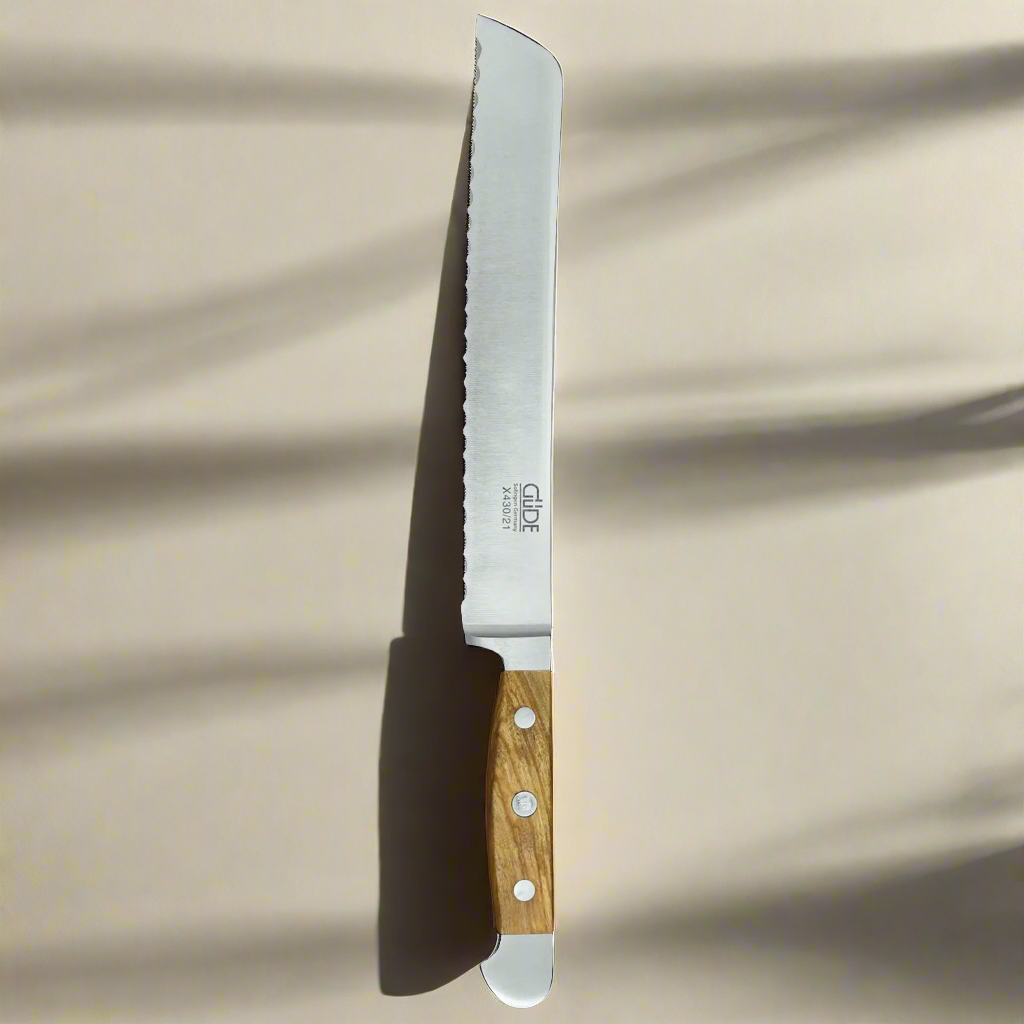 ALPHA OLIVE | Bread Knife 8" Blade | Hand Forged / Olive wood handle-1