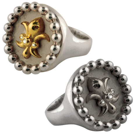 Fleur De Lis Tuxedo Shirt Studs: Diamonds in Sterling Silver-10