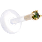 Solid 14K Yellow Gold 1.5mm Genuine Green Diamond Bioplast Push in Monroe