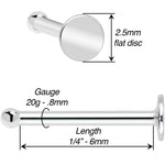 20G Solid 14k Gold Flat Disc Nose Bone
