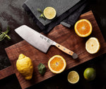 ALPHA OLIVE | Chai Dao Chinese Chef Knife 6 1/2" Blade | Forged Steel/Olive Wood Handle-4