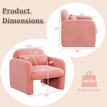 Modern Accent Chair with Waist Pillow and Armrests for Living Room Bedroom-Beige