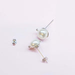 Handmade 10mm Lustrous Baroque Freshwater Pearl Silver Spiral Studs