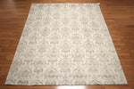 9x12 Olive & Beige Color Hand Knotted Tibetan Ikat Wool & Bamboo Silk Oriental Area Rug-2