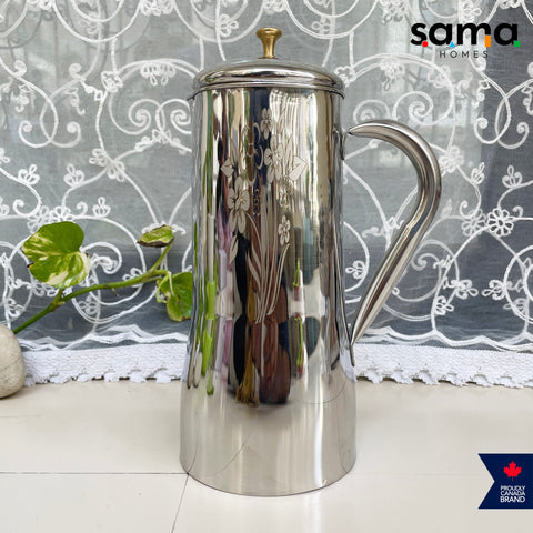 Stainless Steel Jug with Tea Cup Set of 6 Combo | Double wall Tea Cup Set | Premium Serveware | strong Capacity strong